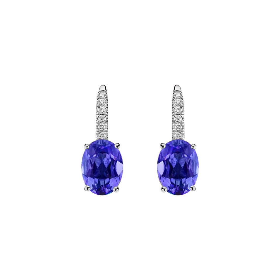 Náušnice s diamantmi a tanzanitom Niké Elegance