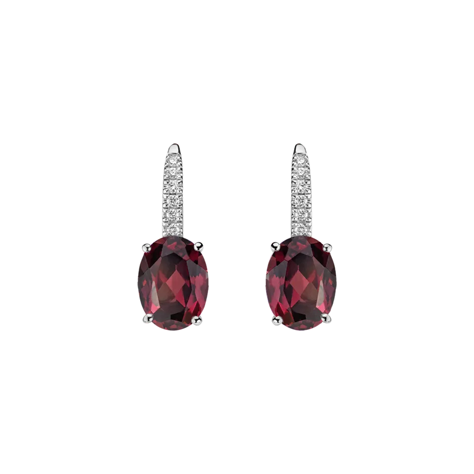 Náušnice s diamantmi a rhodolitom Niké Elegance