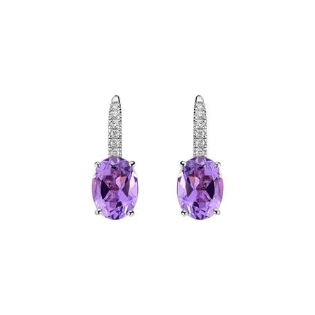 Náušnice s diamantmi a ametystom Niké Elegance