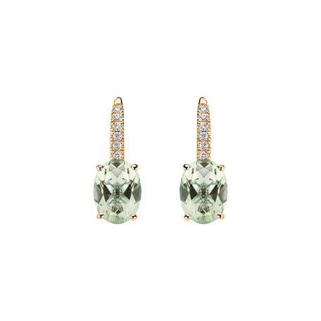 Náušnice s diamantmi a ametystom Niké Elegance