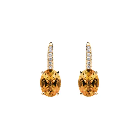 Náušnice s diamantmi a citrínom Niké Elegance