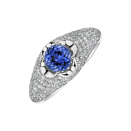 Prsteň s diamantmi a tanzanitom Deluxe Quatrefoil