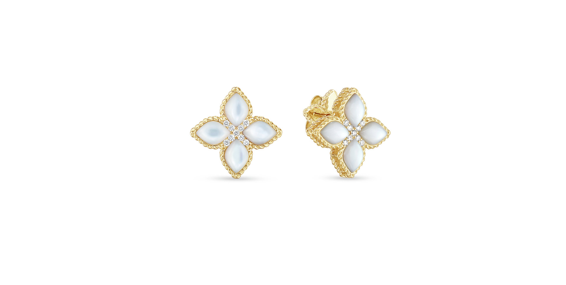 Náušnice s diamantmi a perleťou Princess Flower VENETIAN