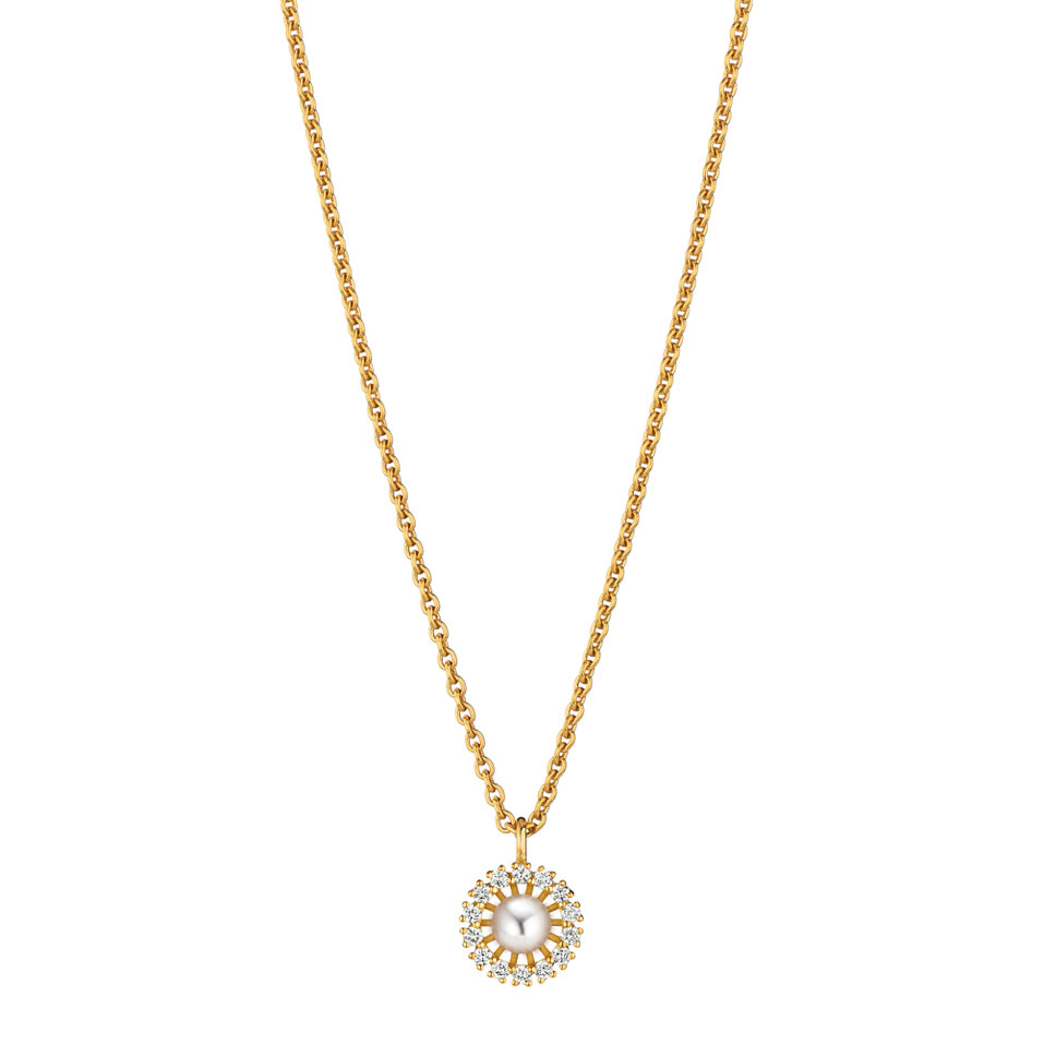 Náhrdelník s diamantmi a perlou Swing Boho Pearl