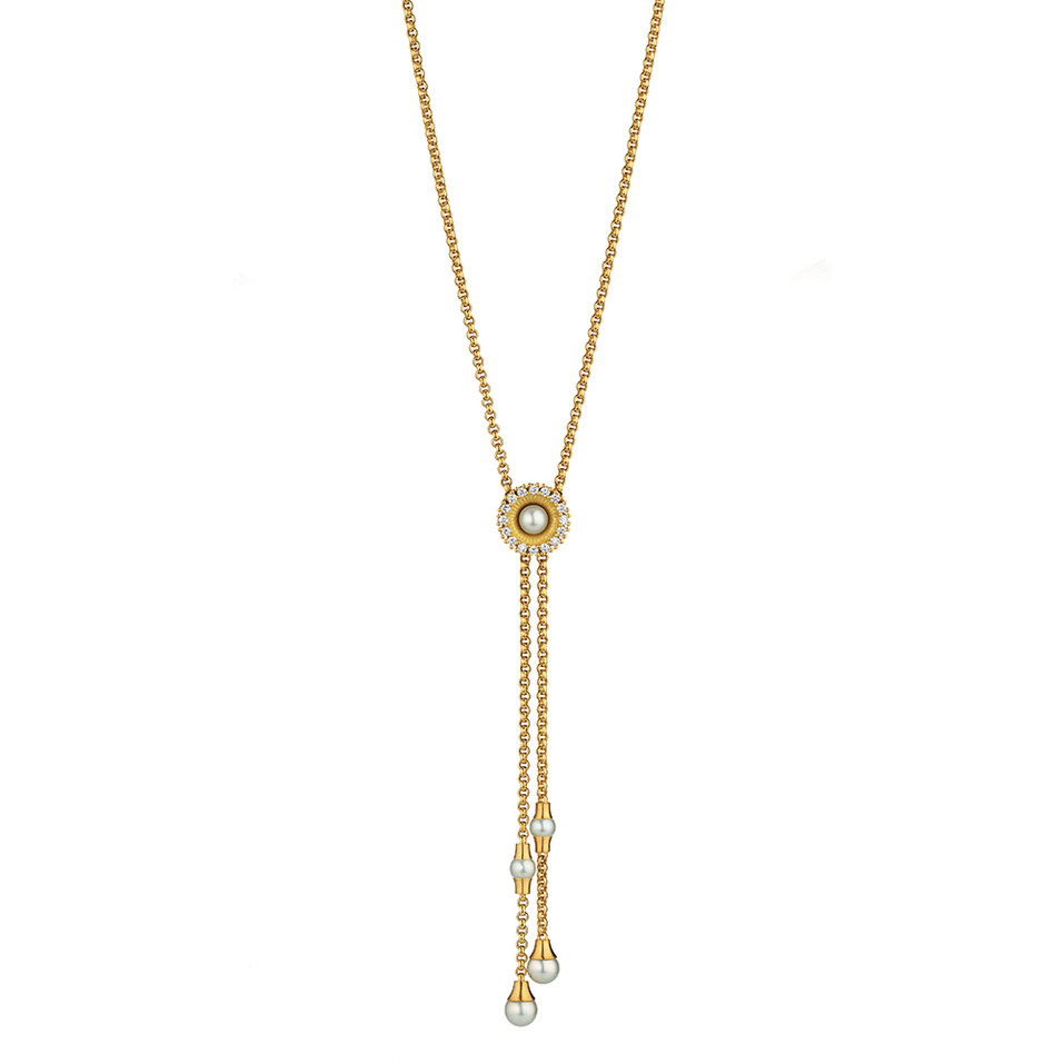 Náhrdelník s diamantmi a perlou Swing Boho Pearl
