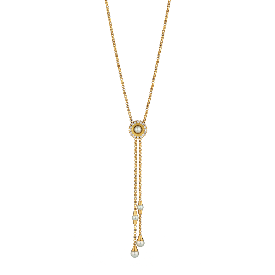 Náhrdelník s diamantmi a perlou Swing Boho Pearl