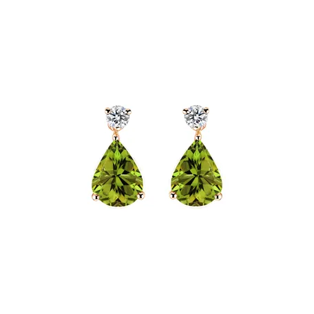 Náušnice s diamantmi a peridotom Ismene
