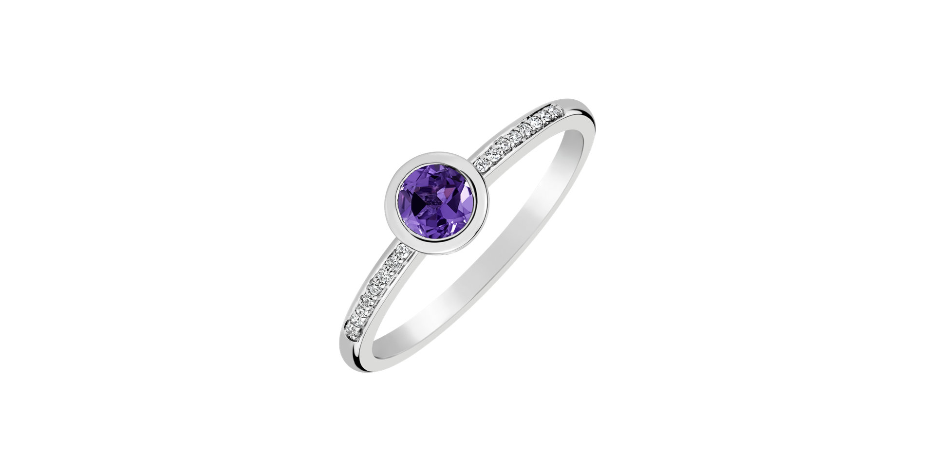 Prsteň s diamantmi a ametystom Regal Elegance