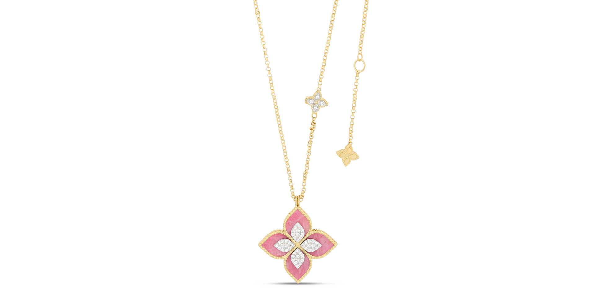 Náhrdelník s diamantmi a rhodolitom Princess Flower