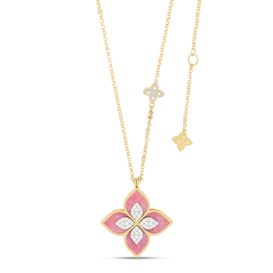 Náhrdelník s diamantmi a rhodolitom Princess Flower