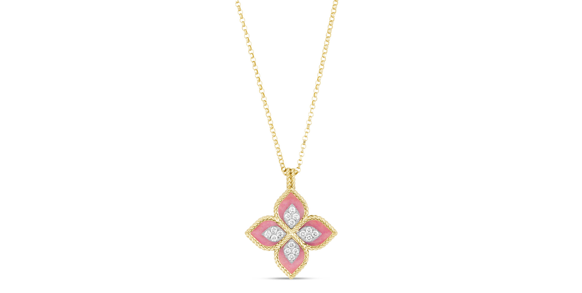 Náhrdelník s diamantmi a rhodolitom Princess Flower