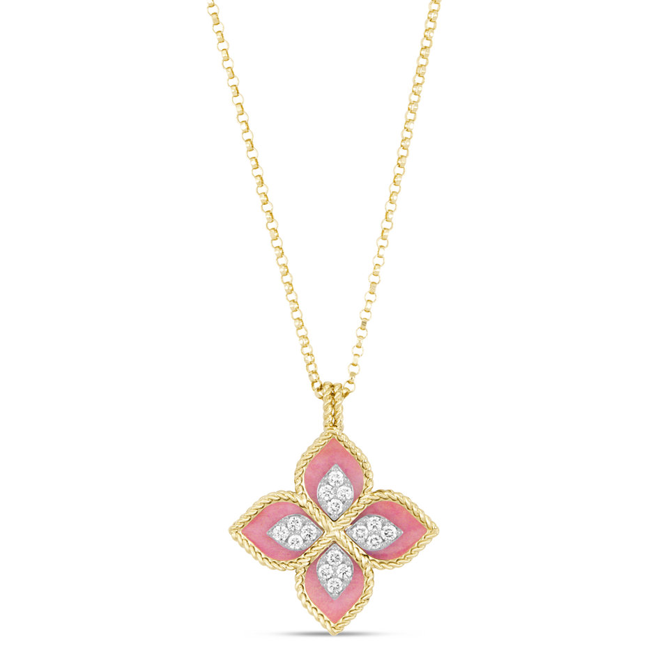 Náhrdelník s diamantmi a rhodolitom Princess Flower