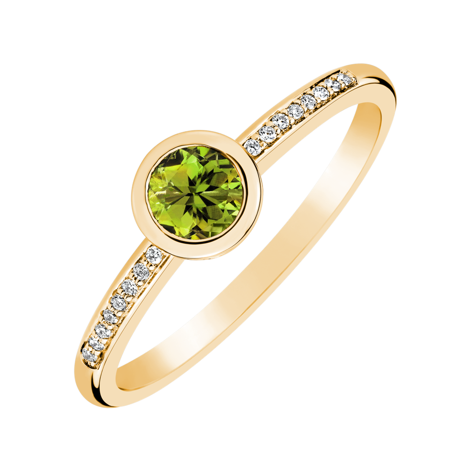 Prsteň s diamantmi a peridotom Regal Sparkle