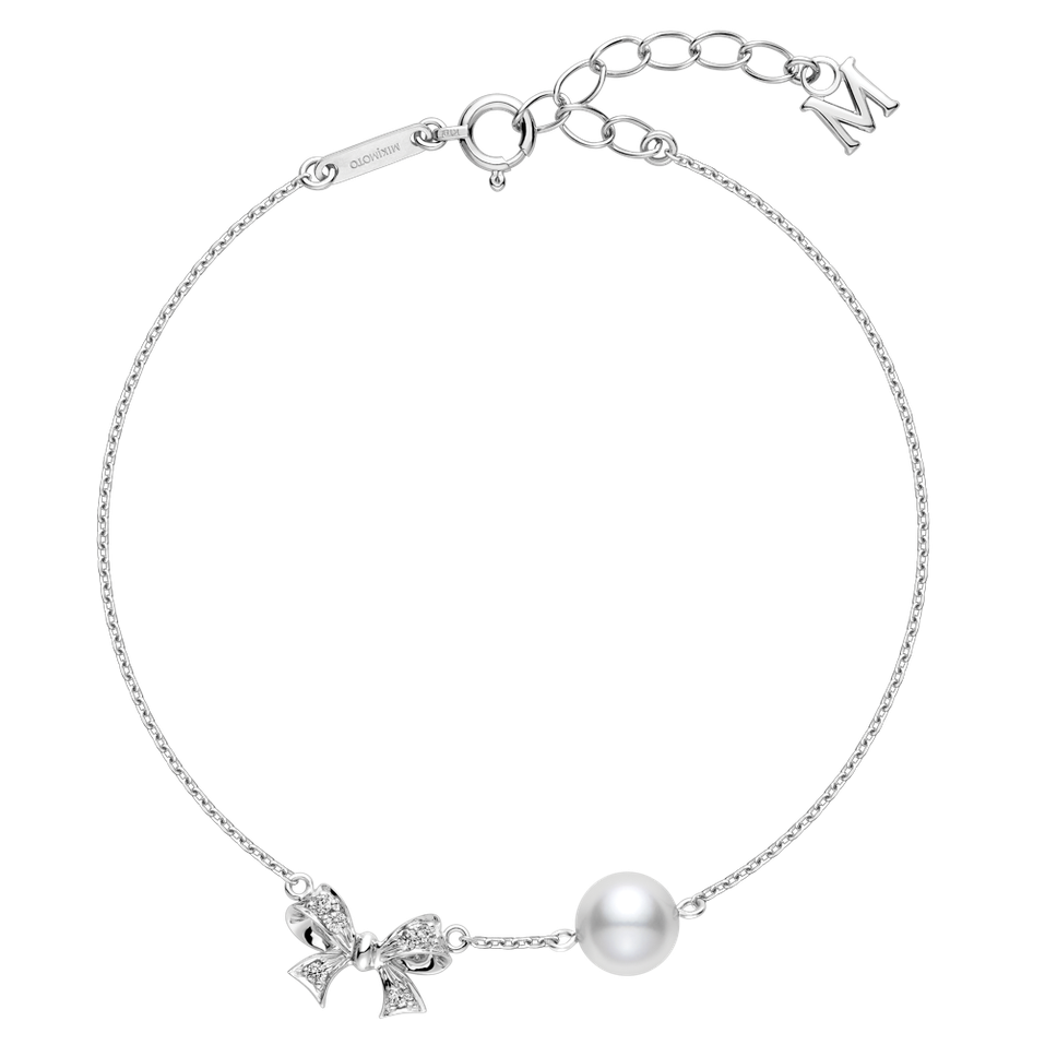 Náramok s diamantmi a morskou bielou perlou Akoya Bracelet