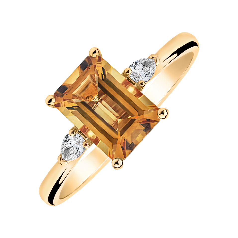 Prsteň s diamantmi a citrínom Royal Anne