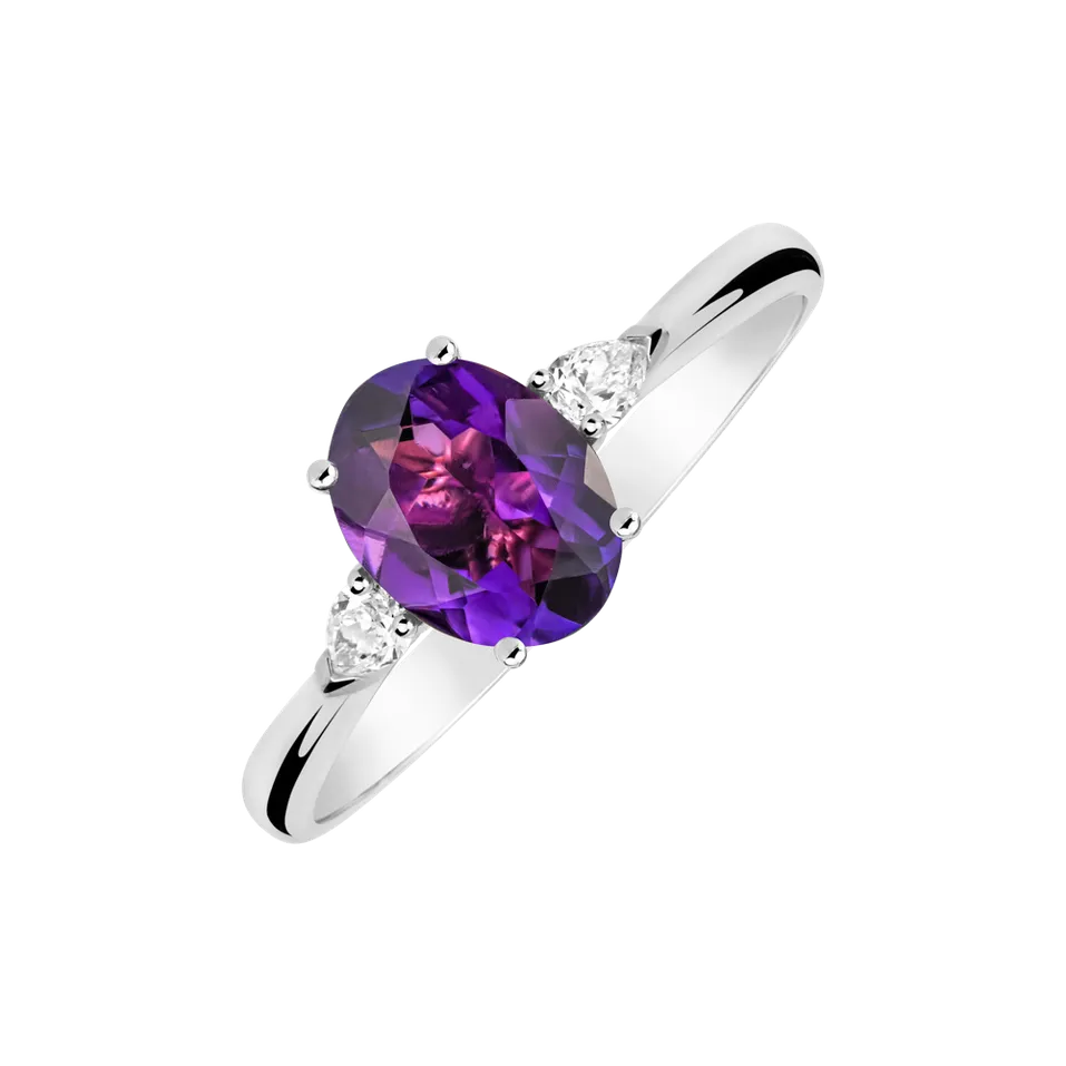 Prsteň s diamantmi a ametystom Fiona