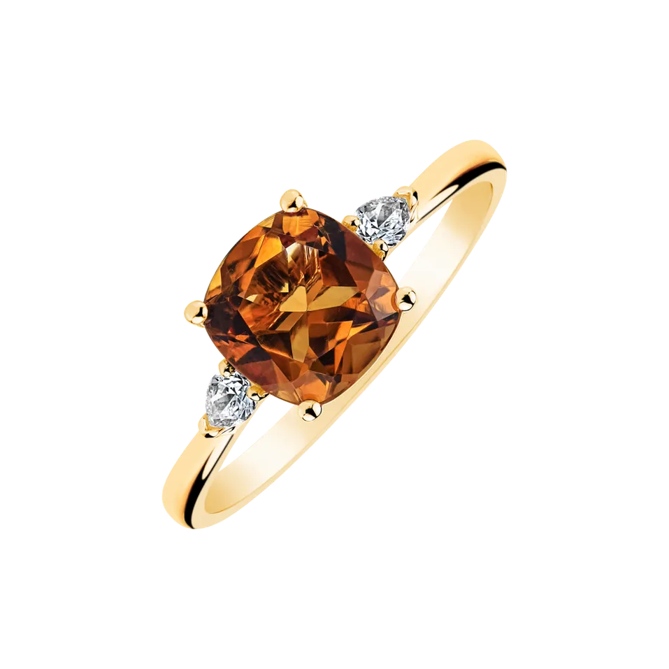 Prsteň s diamantmi a citrínom Marigold