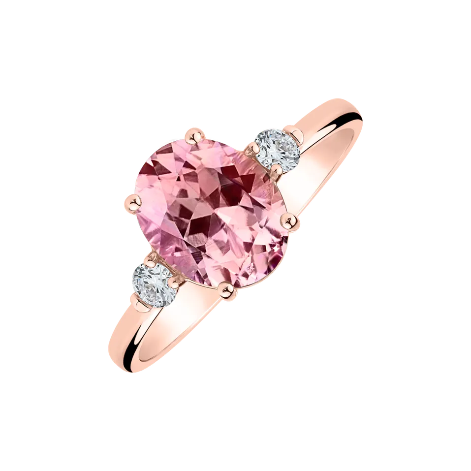 PrsteŇ s diamantmi a turmalínom Blush Blossom
