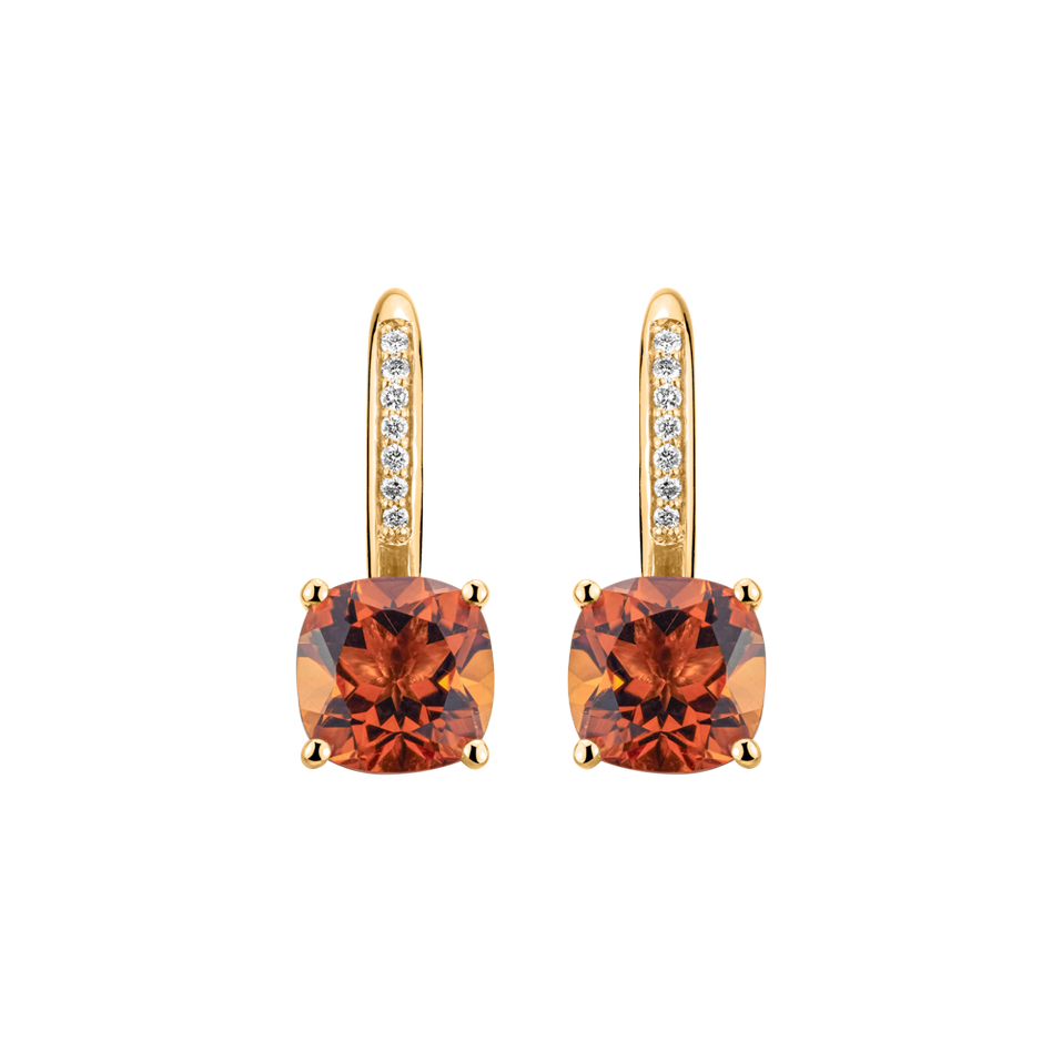 Náušnice s diamantmi a citrínom Calliope