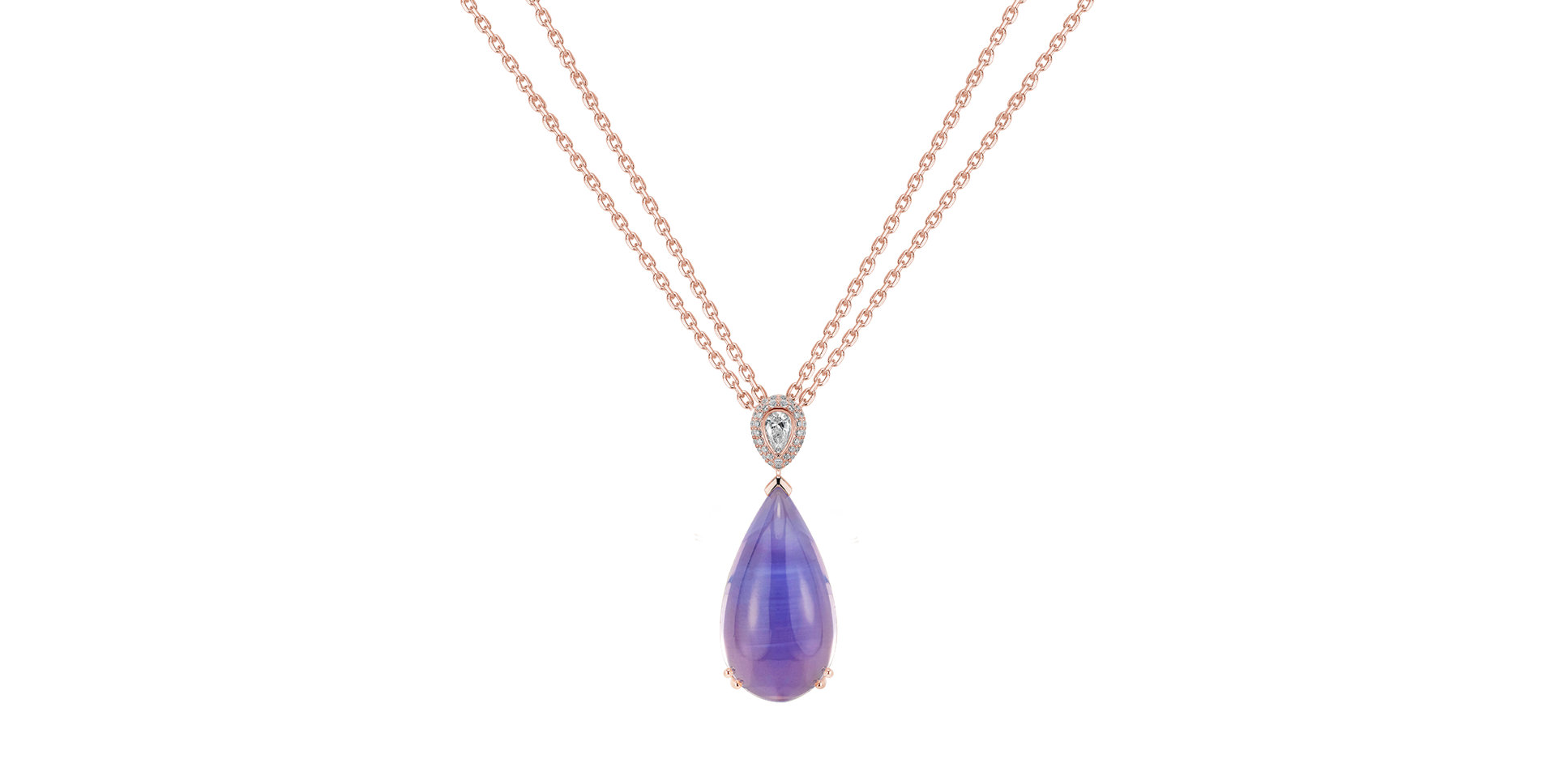 Náhrdelník s diamantmi a ametystom Lavender Tear