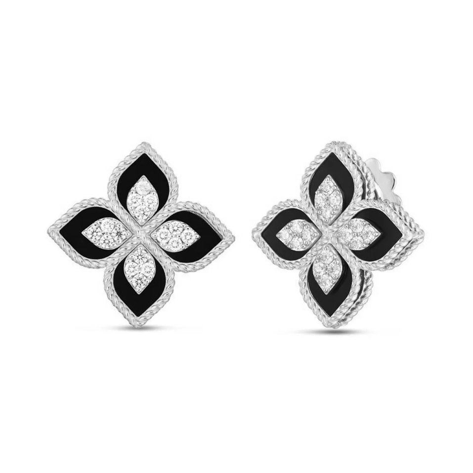 Náušnice s diamantmi a jadeitom Princess Flower