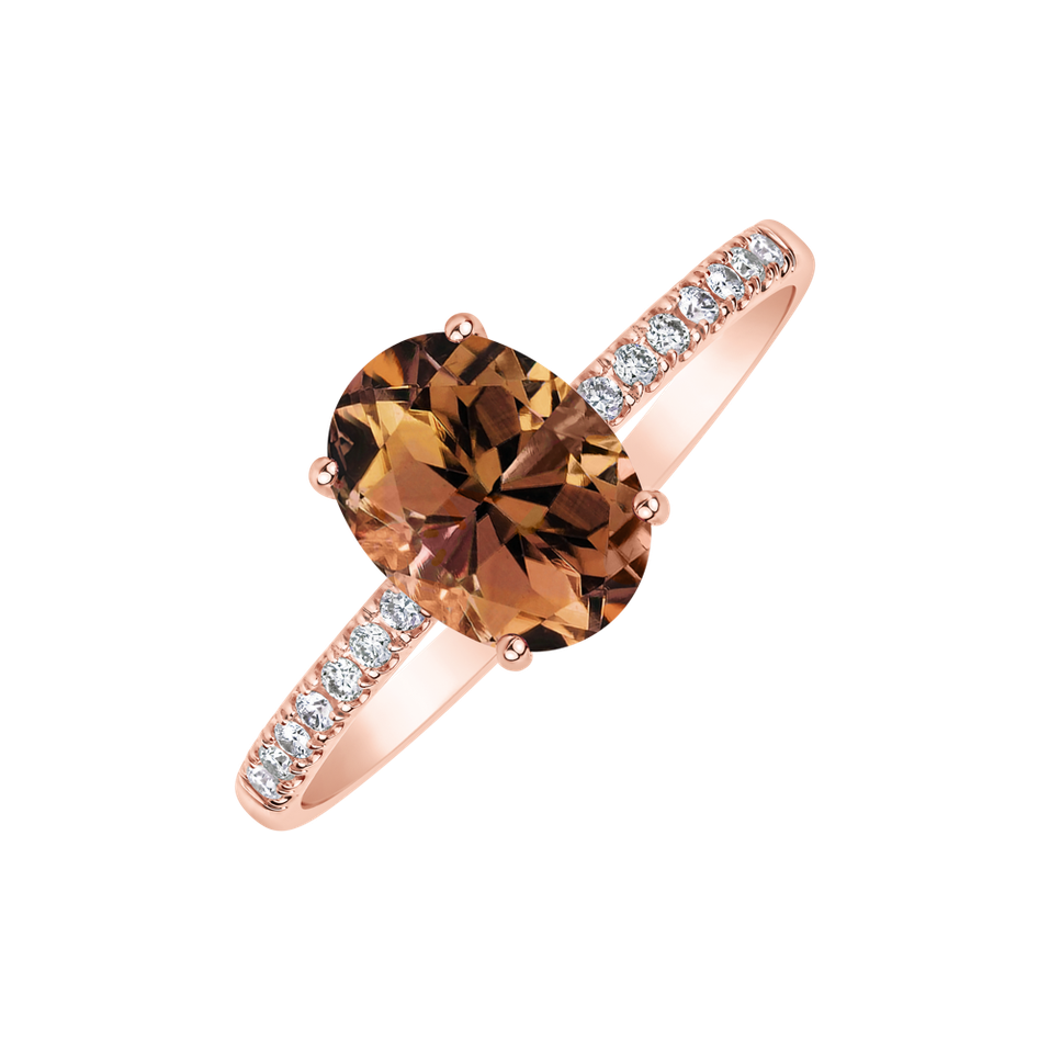 Prsteň s diamantmi a turmalínom Touch of Shine