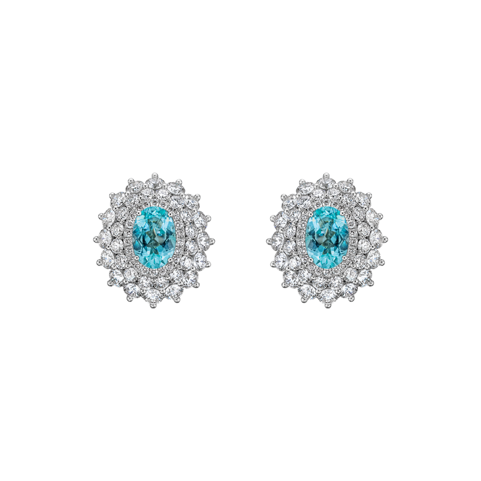 Náušnice s diamantmi a paraibou Royal Sparkle