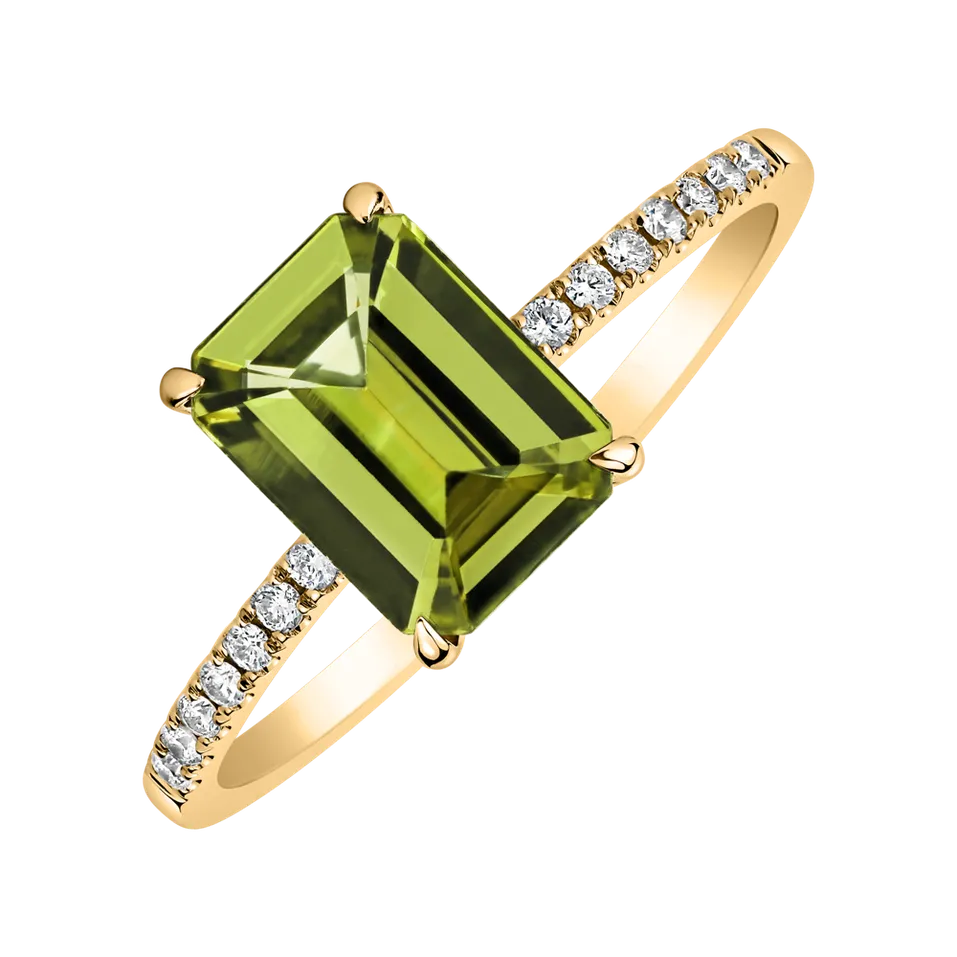 Prsteň s diamantmi a peridotom Mireth