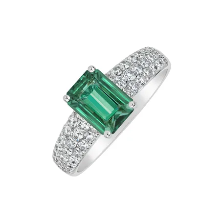 Prsteň s diamantmi a smaragdom Diamond Whisper
