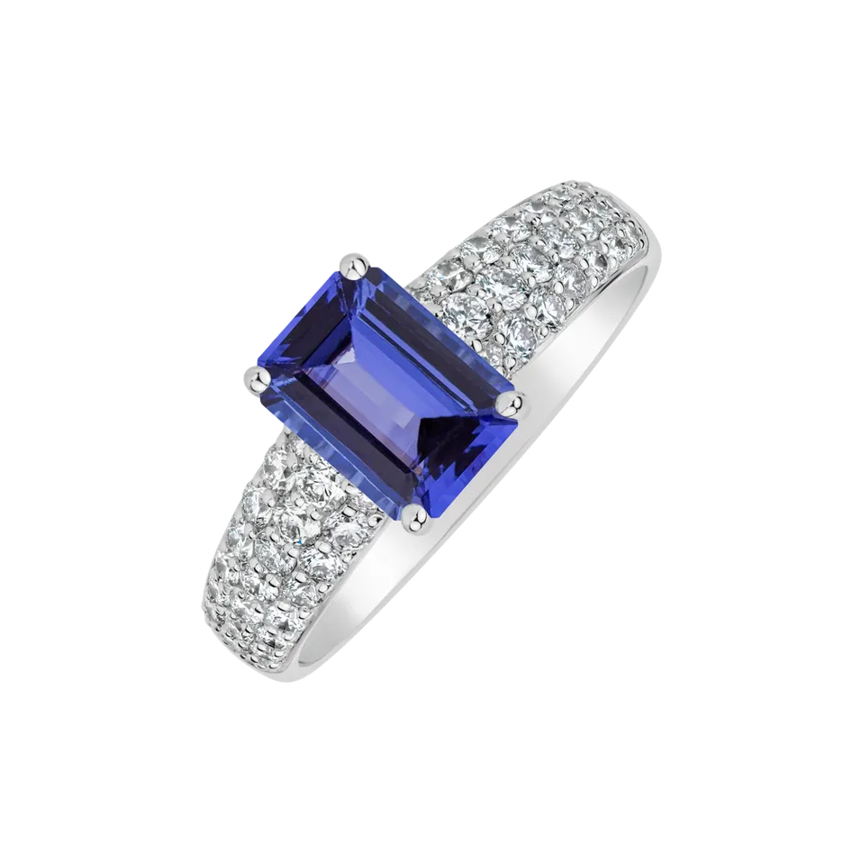 Prsteň s diamantmi a tanzanitom Diamond Whisper