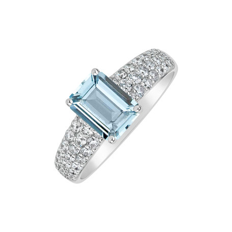 Prsteň s diamantmi a akvamarínom Diamond Whisper