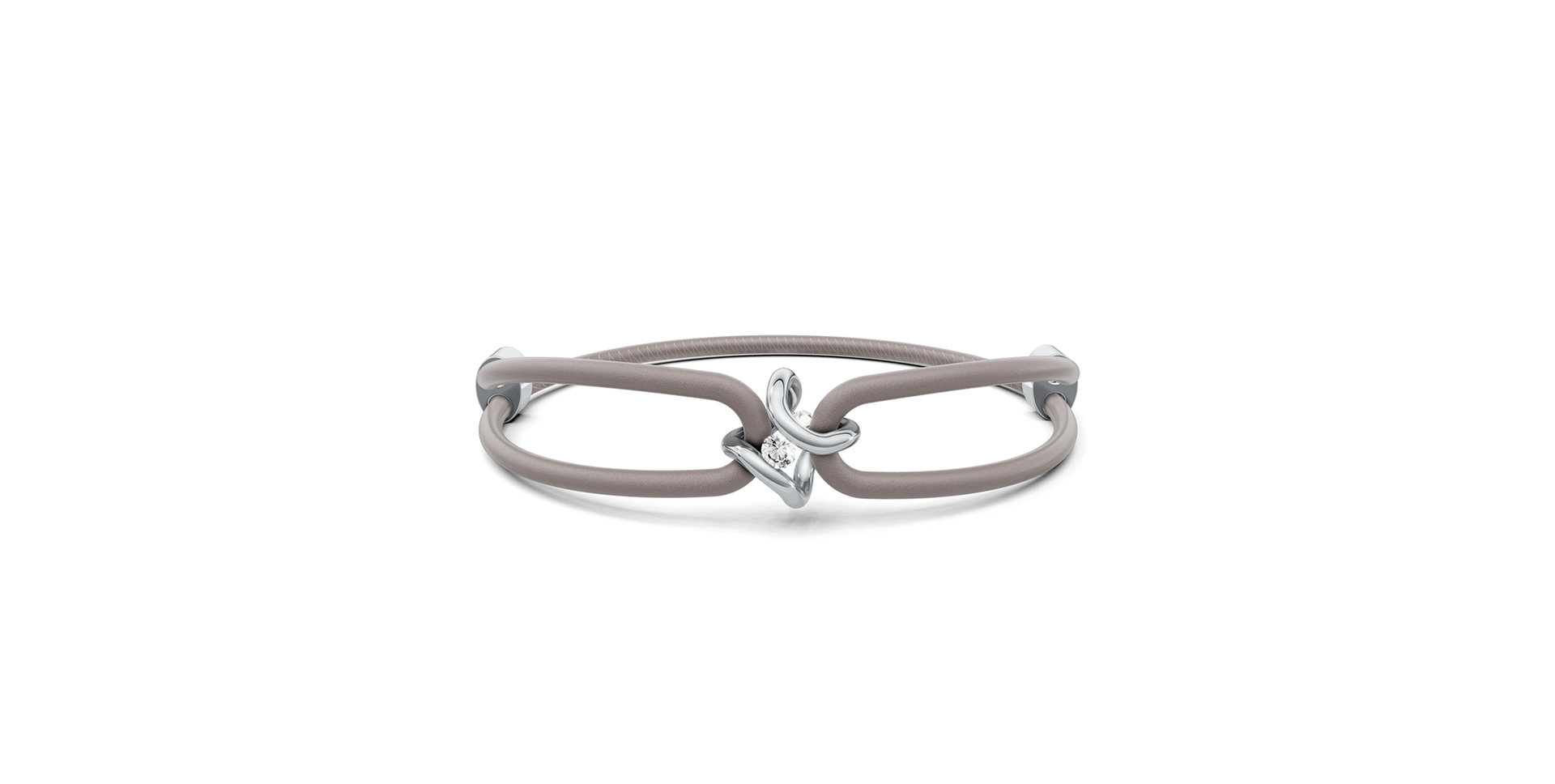 Náramok koža, platina s diamantom Spannring Era Bracelet