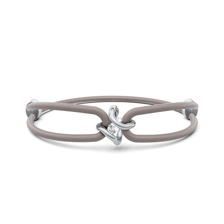 Náramok koža, platina s diamantom Spannring Era Bracelet