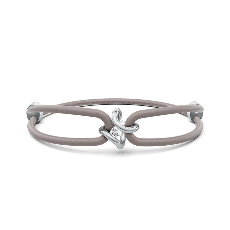 Náramok koža, platina s diamantom Spannring Era Bracelet