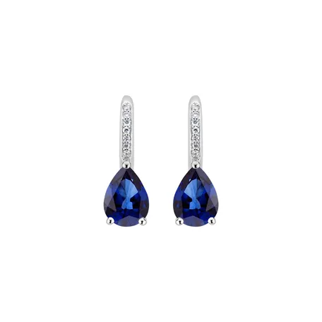 Náušnice s diamantmi a zafírom Tearfall