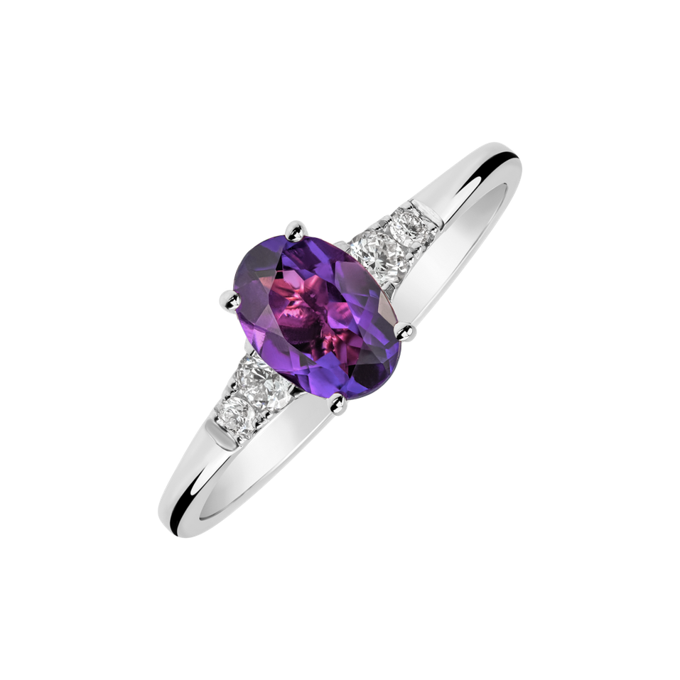 Prsteň s diamantmi a ametystom Elysandria