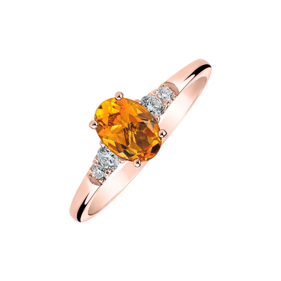 Prsteň s diamantmi a citrínom Elysandria