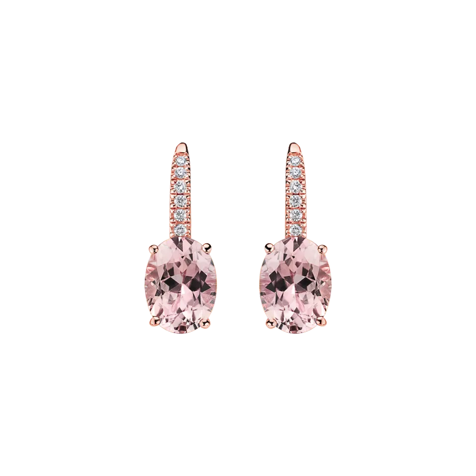Náušnice s diamantmi a morganitom Niké Elegance