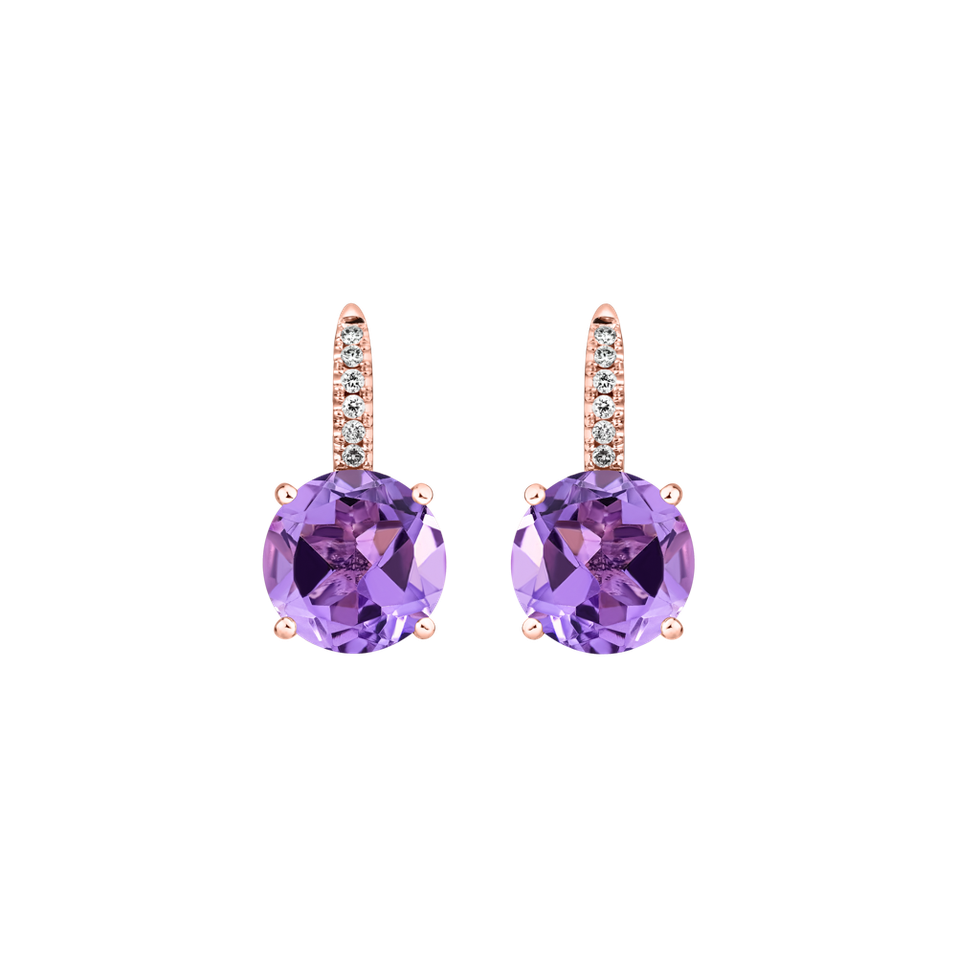 Náušnice s diamantmi a ametystom Zorabelle
