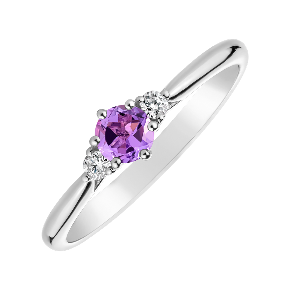 Prsteň s diamantmi a ametystom Midnight Serenity