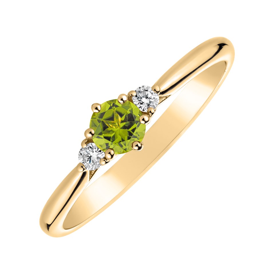Prsteň s diamantmi a peridotom Midnight Serenity