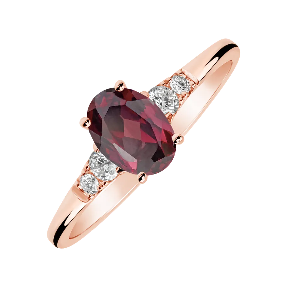 Prsteň s diamantmi a rhodolitom Melisandra