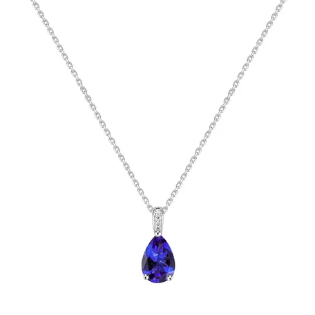 Náhrdelník s diamantmi a tanzanitom Teardrop