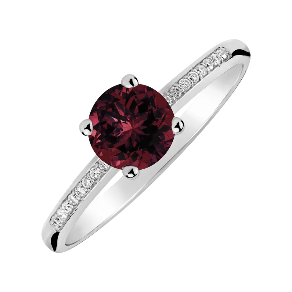 Prsteň s diamantmi a rhodolitom Satin