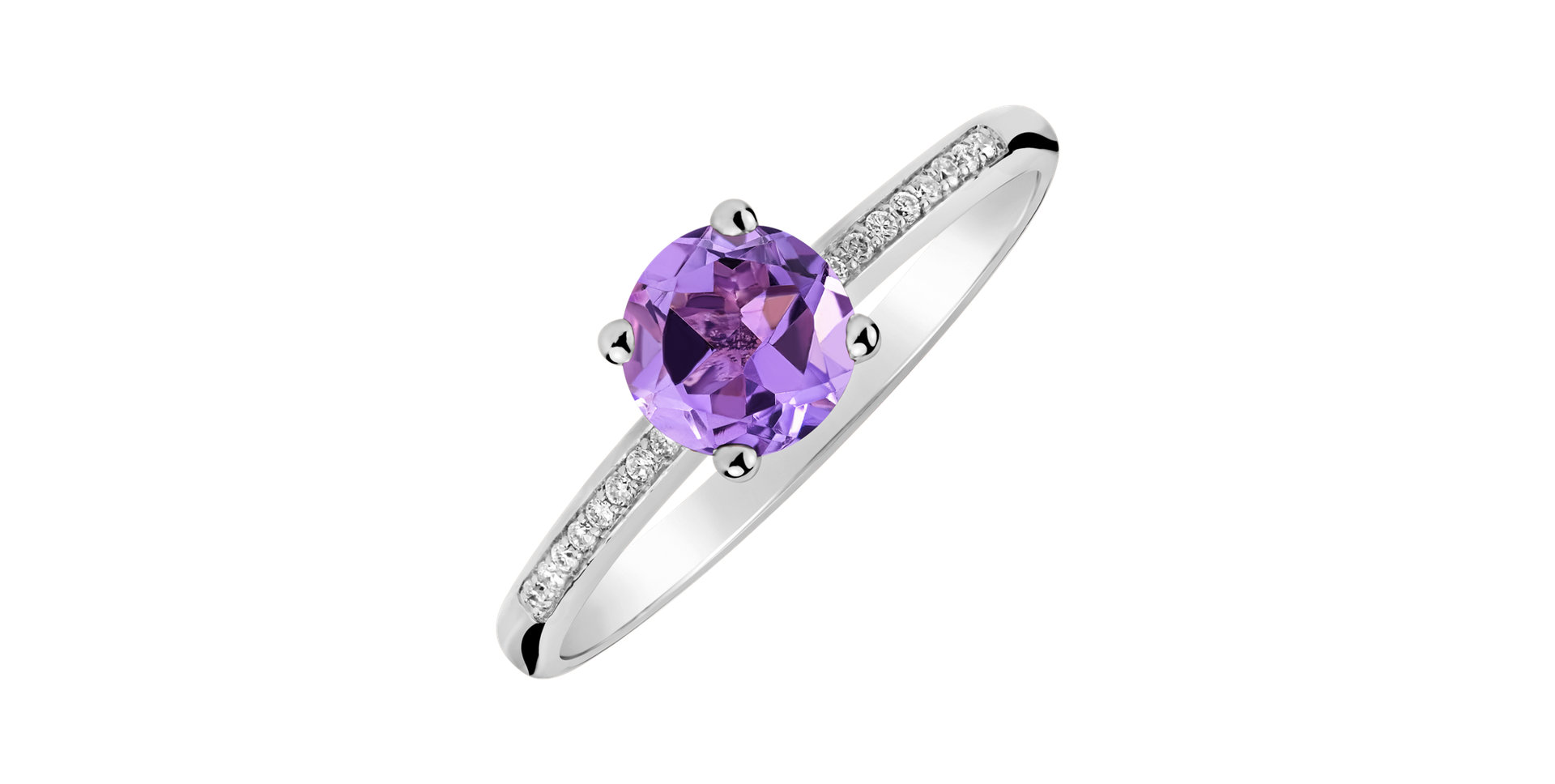 Prsteň s diamantmi a ametystom Satin