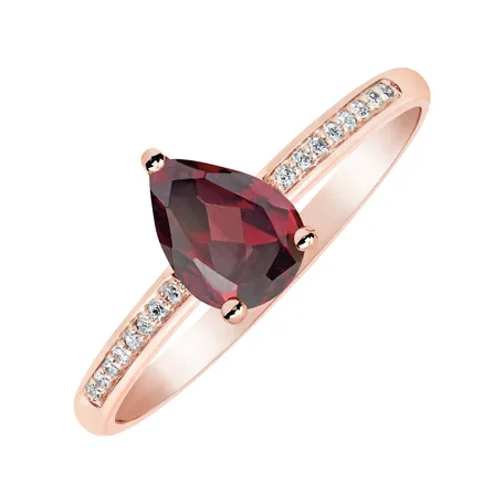 Prsteň s diamantmi a rhodolitom Teardrop
