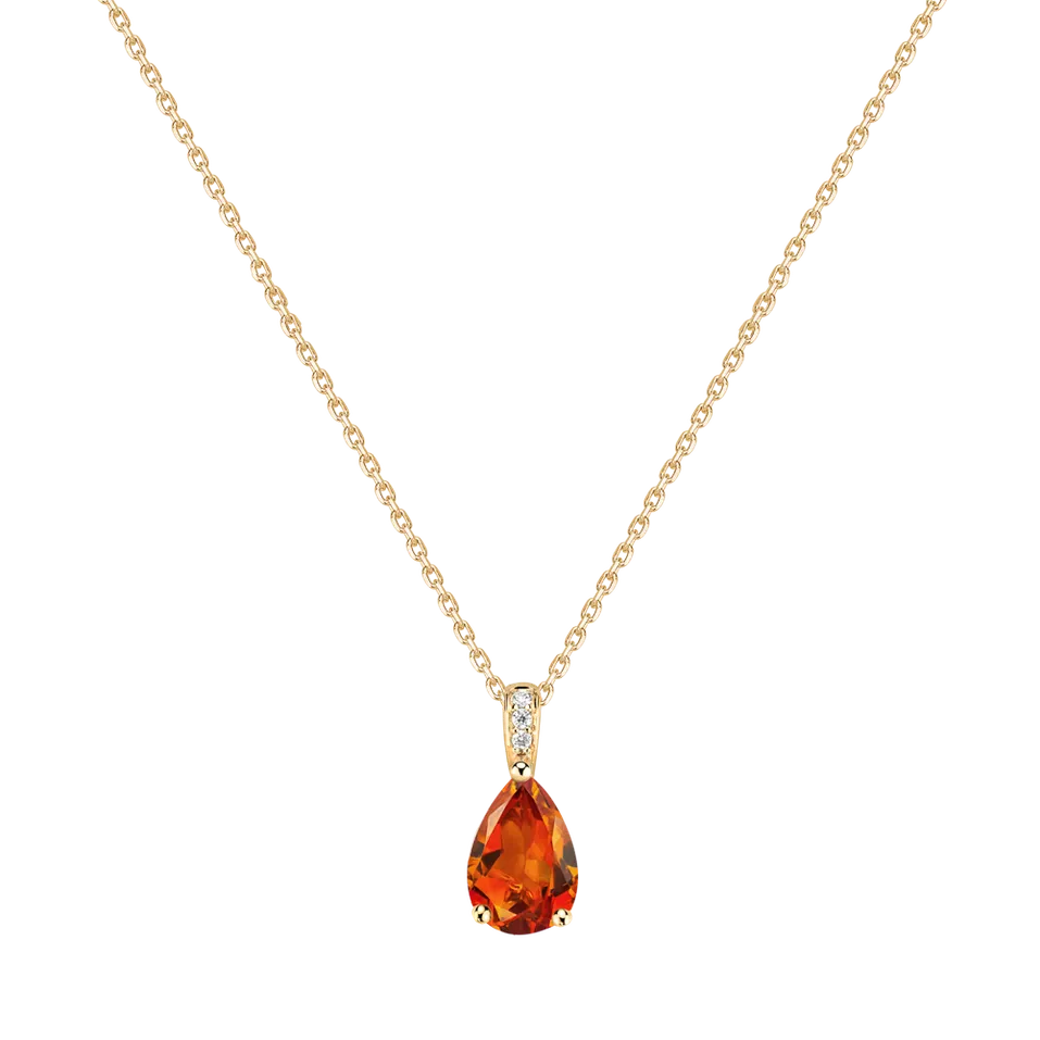 Náhrdelník s diamantmi a citrínom Teardrop