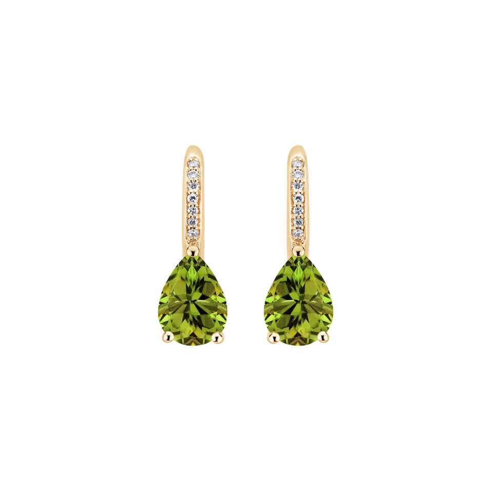 Náušnice s diamantmi a peridotom Lauriene