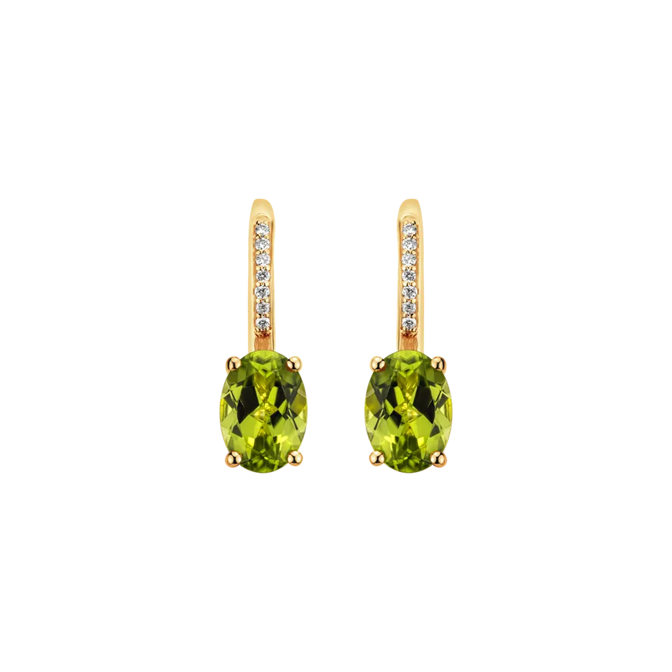 Náušnice s diamantmi a peridotom Lauriene