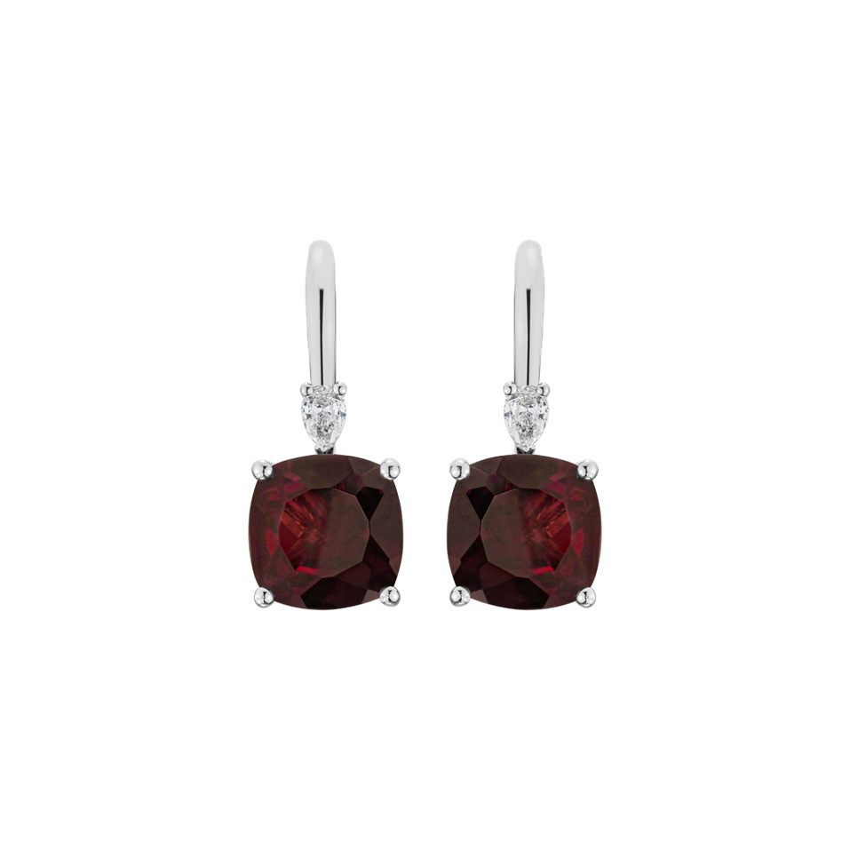 Náušnice s diamantom a rhodolitom Mirabel